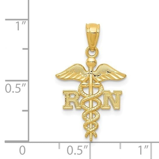 14k Diamond-cut Polished RN Nurse Pendant Image 4