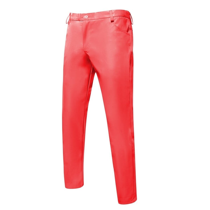 Men Leather Pants Straight Solid Color Zipper Formal Stage Performance Faux Leather Trousers Club Summer Autumn Image 1