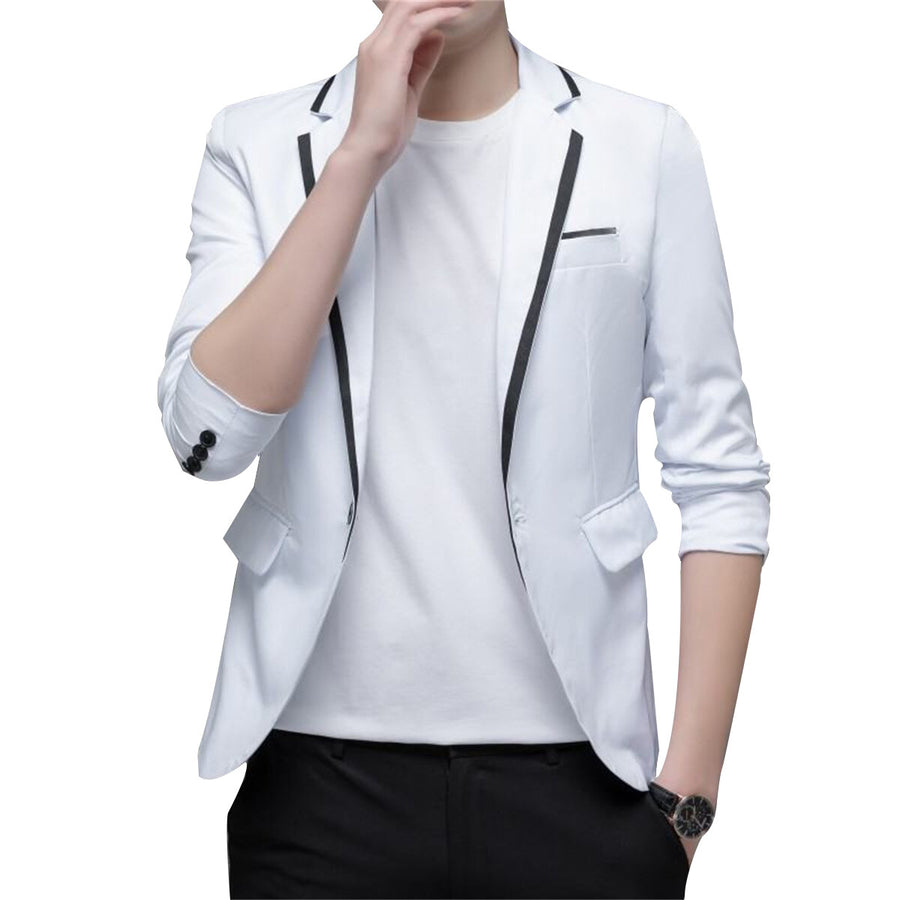 Men Blazer Jacket Formal Business Slim Fit Notched Long Sleeve Patchwork Male Blazers Office Work Outerwear Image 1