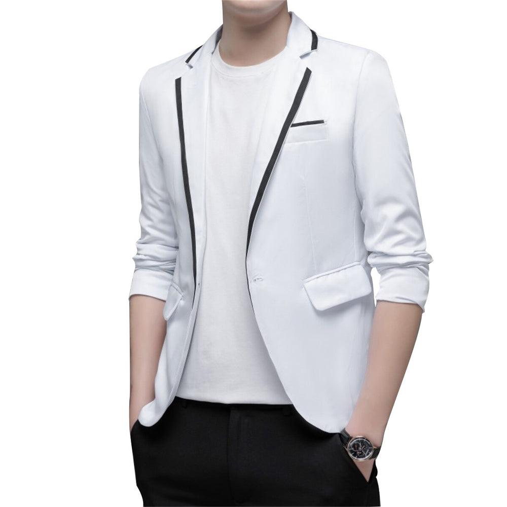Men Blazer Jacket Formal Business Slim Fit Notched Long Sleeve Patchwork Male Blazers Office Work Outerwear Image 2