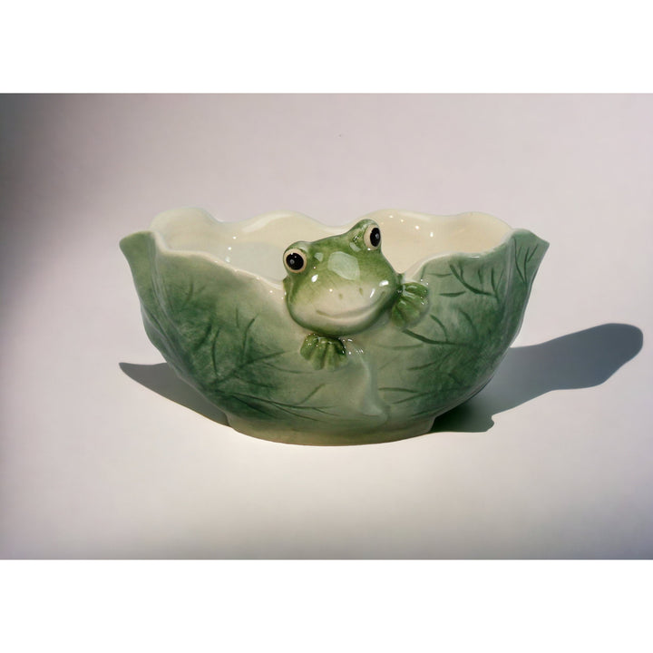 Ceramic Frog Candy Bowl in Lily Pad 5"  Nature Image 2