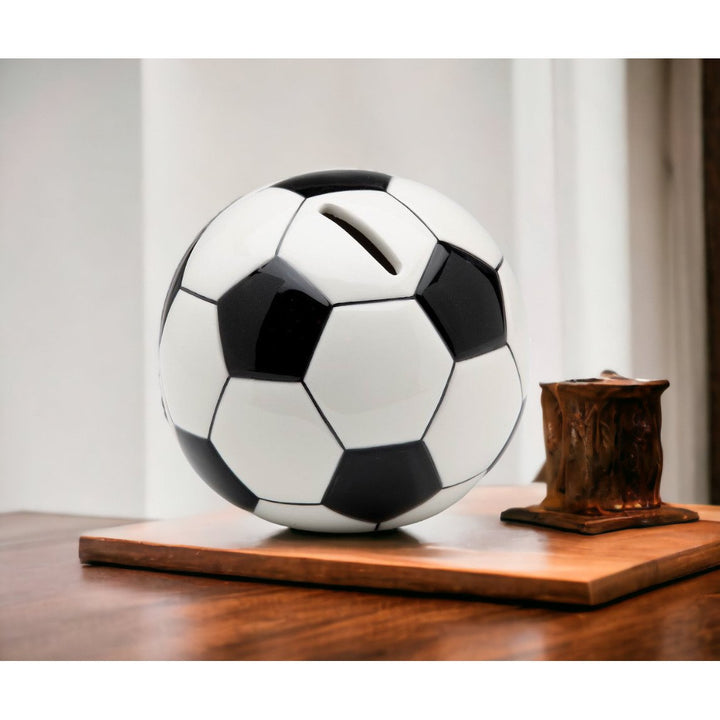 Ceramic Soccer Piggy Bank 4.75 inch Unique  Son Kids Room Image 2