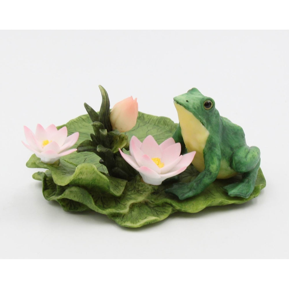 Ceramic Frog Lotus Flowers Candle Holder 5.75x5.5x3 Spring Gift Image 2