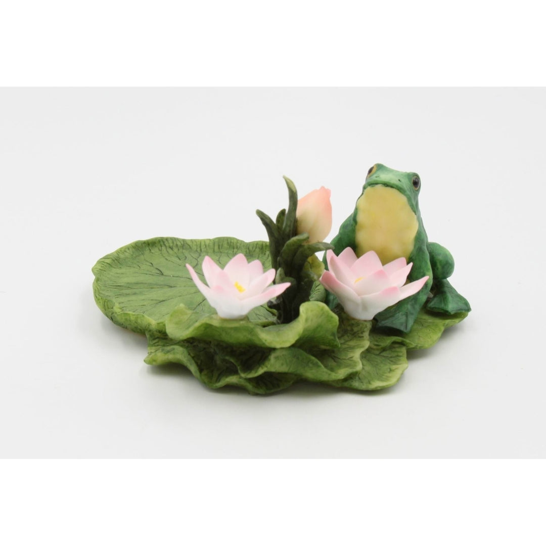 Ceramic Frog Lotus Flowers Candle Holder 5.75x5.5x3 Spring Gift Image 3