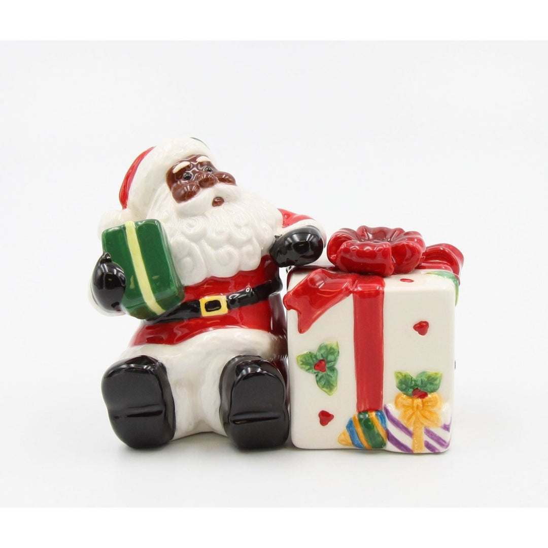 Ceramic African American Santa Salt and Pepper Shakers Christmas Image 2