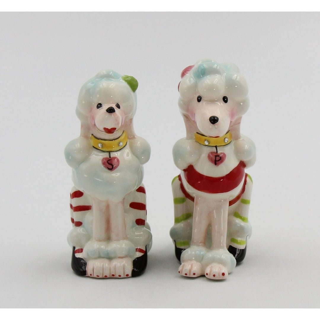 Ceramic Poodle Dogs Christmas Salt and Pepper Shakers Image 3