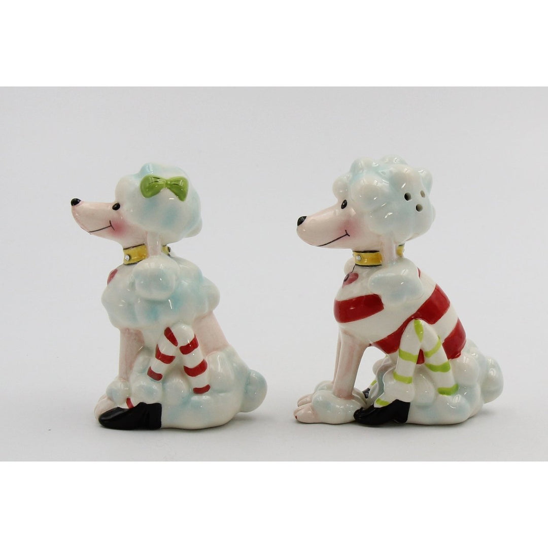 Ceramic Poodle Dogs Christmas Salt and Pepper Shakers Image 4