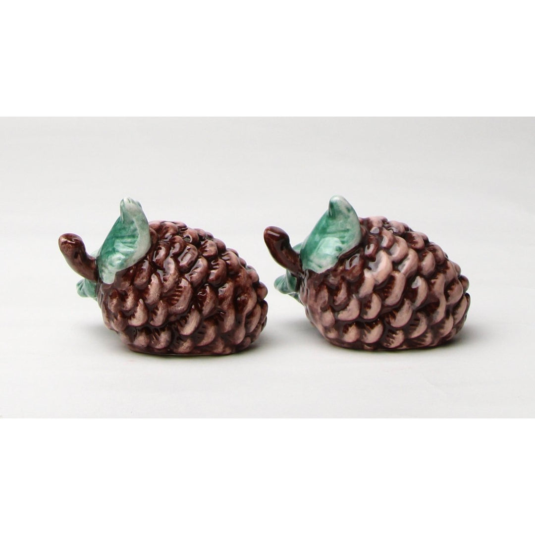 Ceramic Pine Cone Salt and Pepper Shakers 2.5in Christmas Gift Image 3