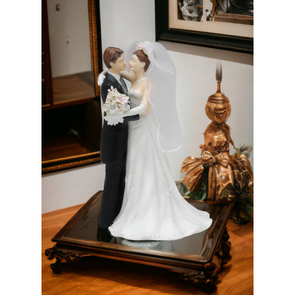 Ceramic Bride and Groom Figurine 8.5 inch Gift Anniversary Home Image 2