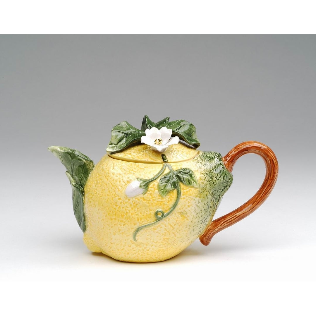 Hand Painted Ceramic Lemon Teapot 12oz 7in Image 3