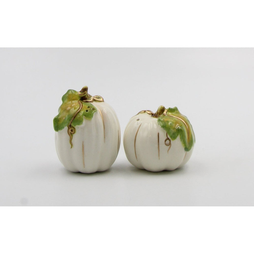 Ceramic White Pumpkin Salt and Pepper Shakers Gift Set Image 2