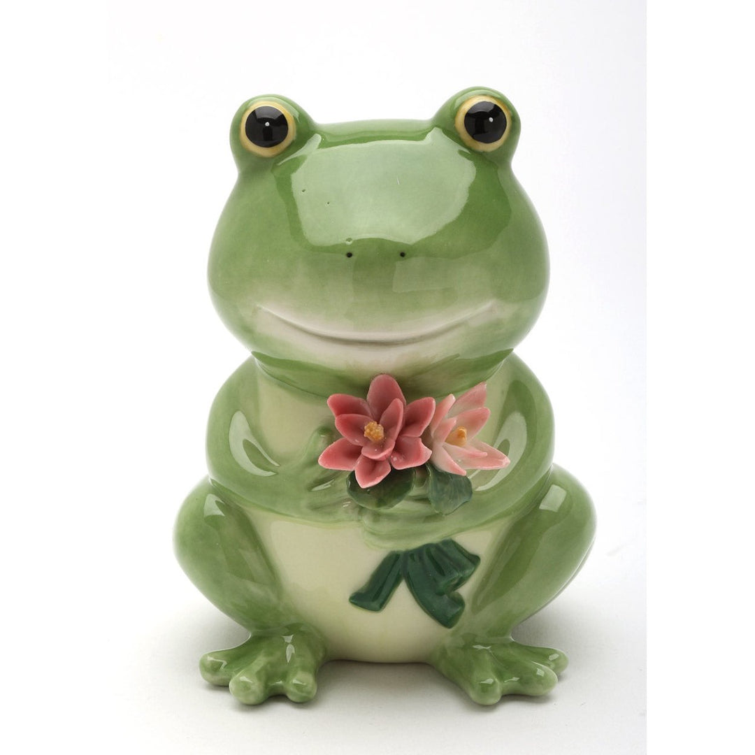 Ceramic Frog Piggy Bank 4x375x5  Nature Lover Cottagecore Image 4