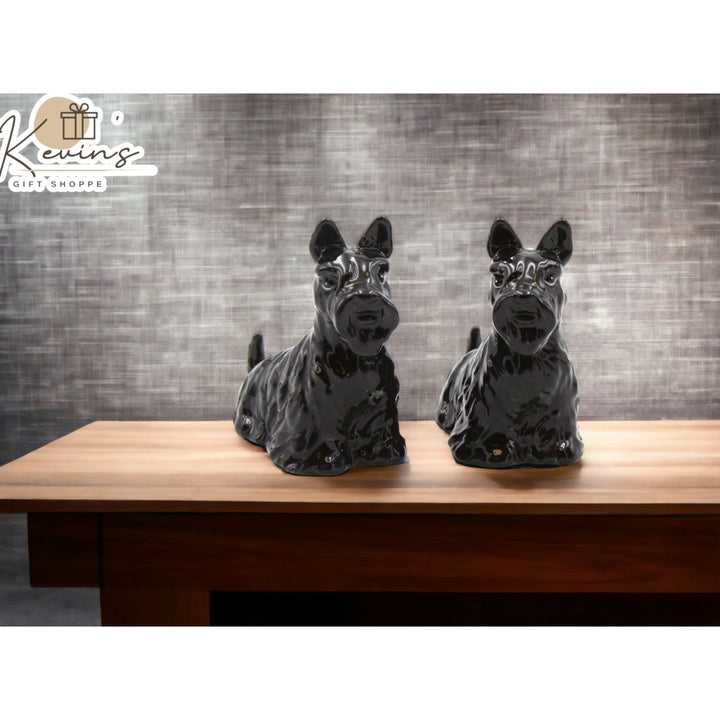 Ceramic Black Scottish Terrier Salt Pepper Shakers 4 inch Gift Image 1