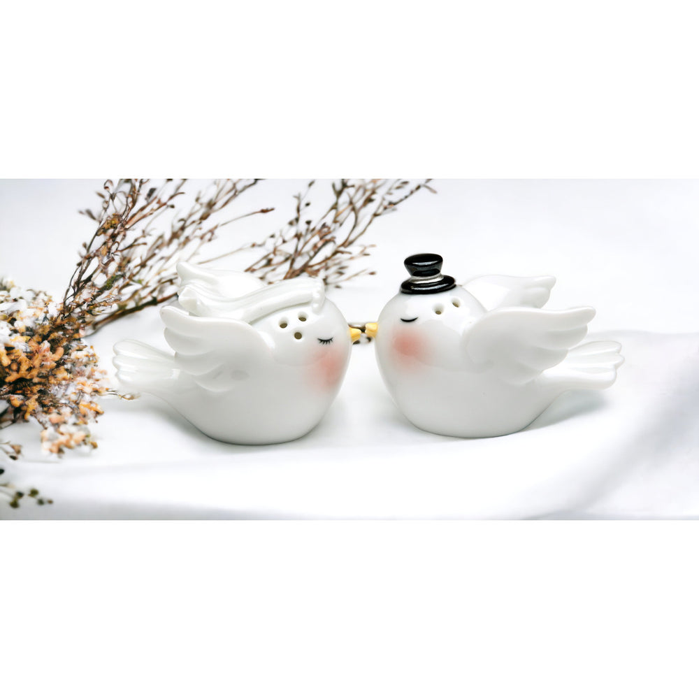 Bride and Groom Dove Salt and Pepper Shakers Kitchen Gift Image 2