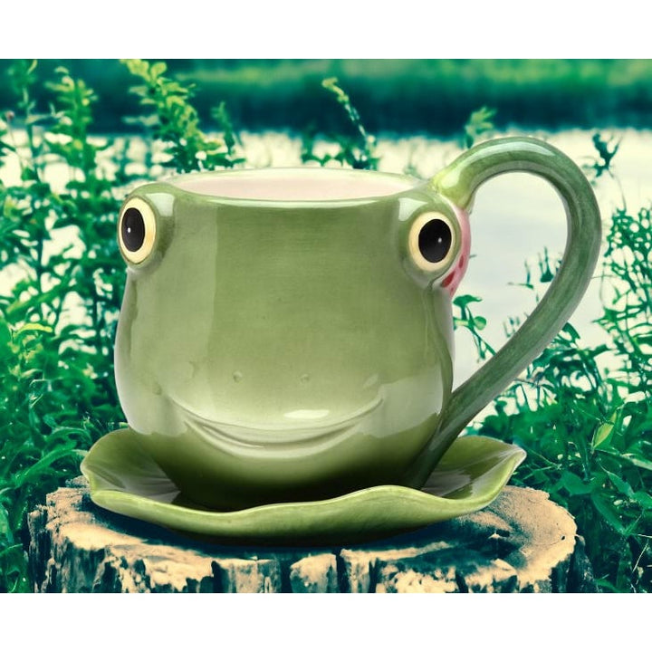 Ceramic Frog Cup and Saucer 8oz  or Friend Image 3