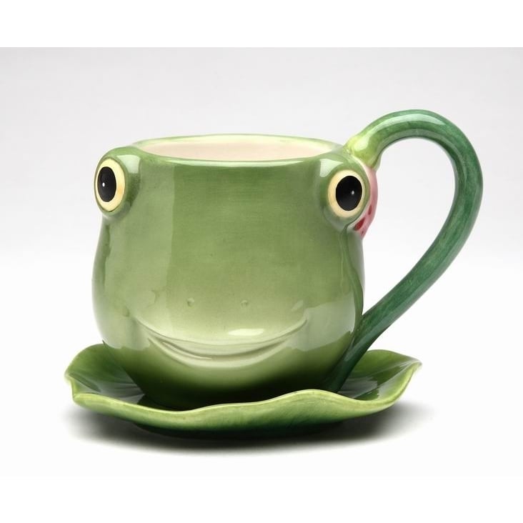 Ceramic Frog Cup and Saucer 8oz  or Friend Image 4