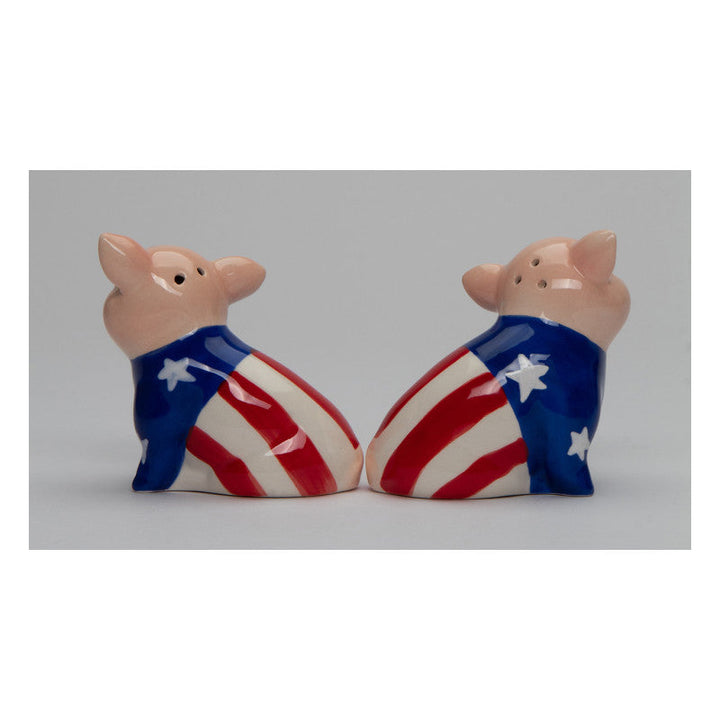 Ceramic American Flag Pig Salt and Pepper Shakers Image 3