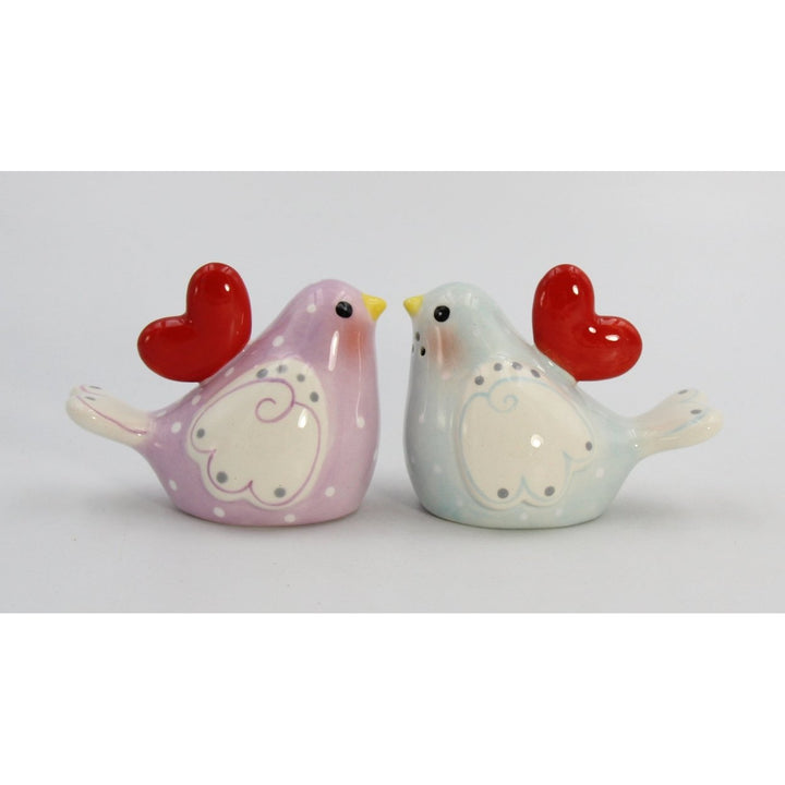 Ceramic Bird Salt and Pepper Shakers Heart Design 3.5 Inch Gift Image 4