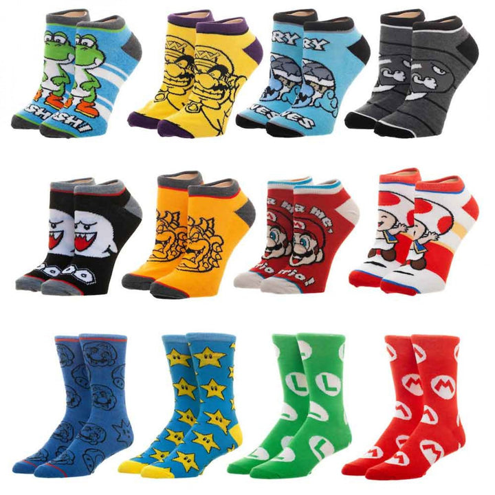 Super Mario Bros. 12 Days of Socks 12-Pair Pack of Socks Image 1