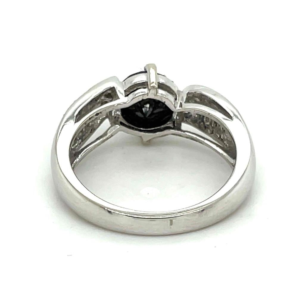 1ct Black and .30ctw White Diamond Ring REAL Solid 10k White Gold 3.8 g Size 7 Image 3