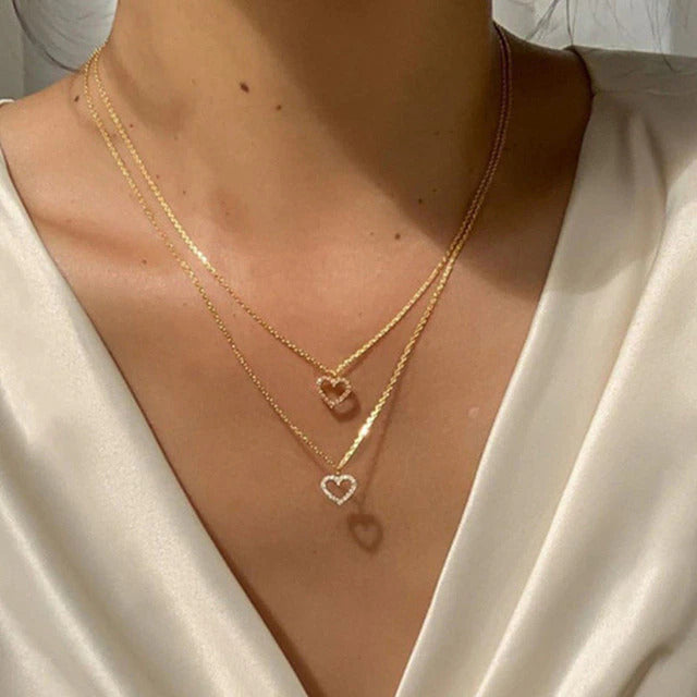 Dainty Diamond Heart Necklace Tiny Love Heart Everyday Necklace for Women Image 2
