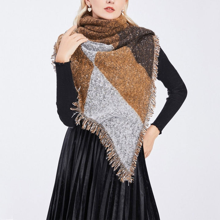 Women Winter Warm Scarf 74.8x25.6In Long Soft Knitted Shawl Image 1