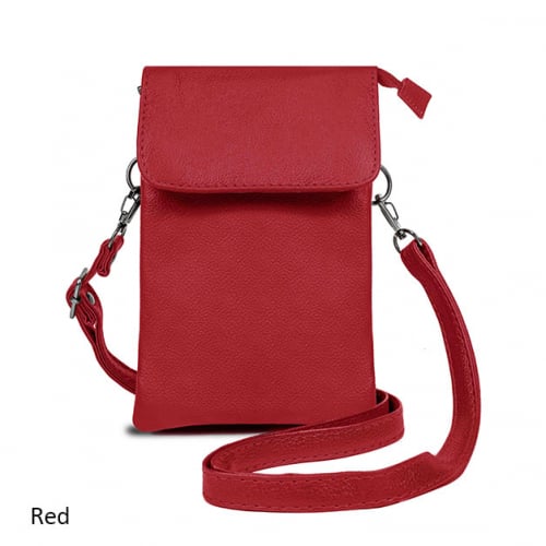 Genuine Leather Crossbody Wallet 5 Colors Adjustable Strap 7.5x5 Inches Image 2