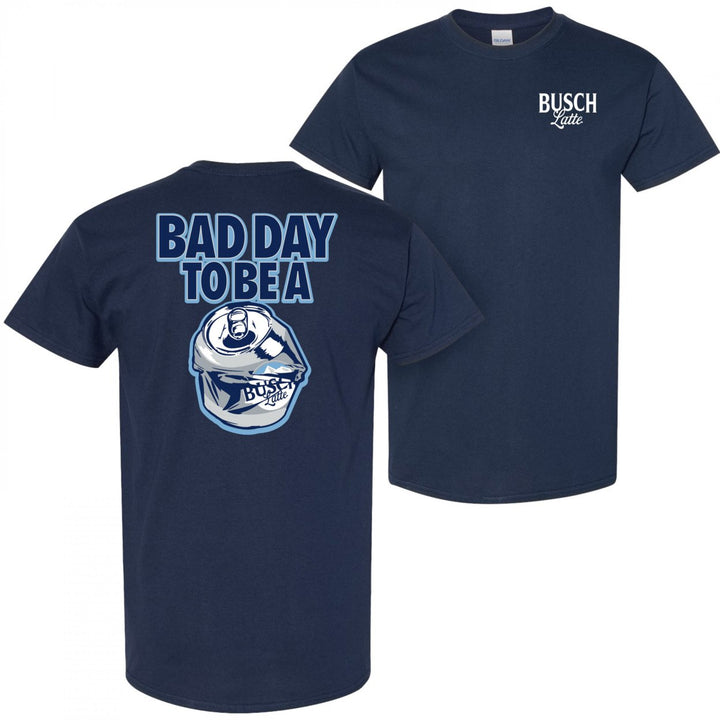 Busch Latte Bad Day To Be a Can Navy Front and Back Print T-Shirt Image 1