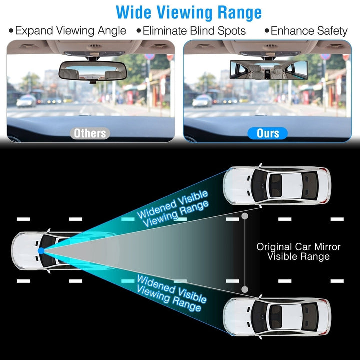 Car Rearview Mirror 11.4in Interior Clip-on Curve Convex Panoramic Anti-glare Rear View Mirrors Image 4