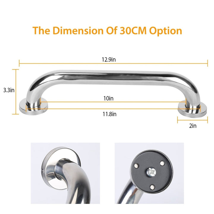 2Pcs Bath Grab Bar Sturdy Stainless Steel Shower Safety Handle For Bathtub Toilet Stairway 220LBS Pull Force Image 3