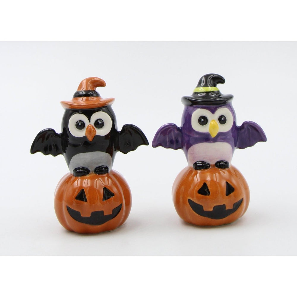 Ceramic Halloween Owl Witches Salt and Pepper Shakers Image 2