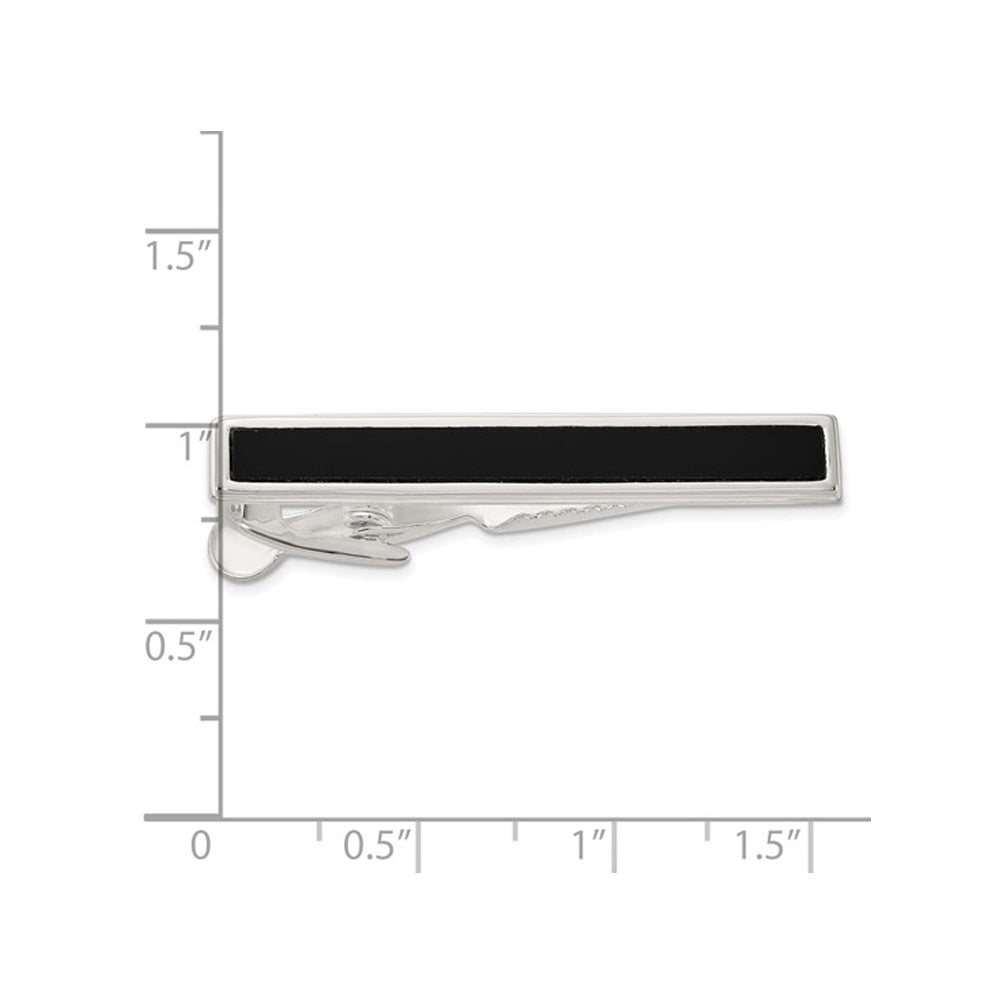 Mens Tie Bar in Stainless Steel with Black Onyx Image 3