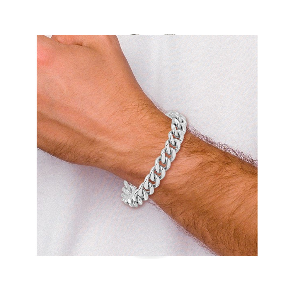 Mens Sterling Silver Curb Chain Bracelet 8.5 Inches Image 2