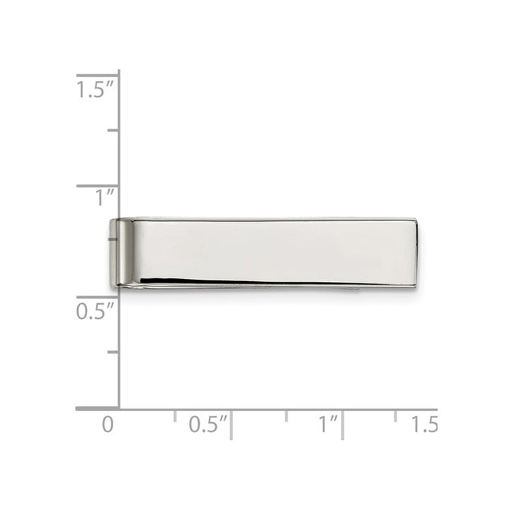 Mens Stainless Steel Polished Money Clip and Tie Bar In One Image 3