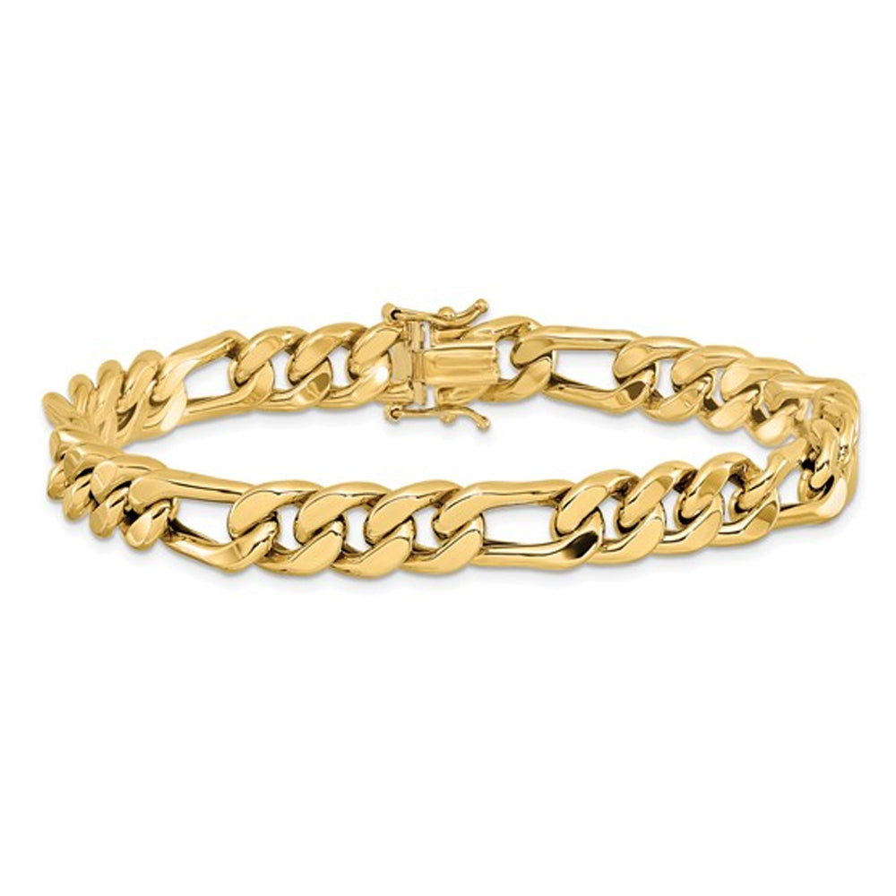 Mens 14K Yellow Gold Polished Figaro Link Bracelet (8 Inches) Image 1