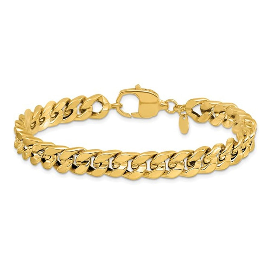 Mens 14K Yellow Gold Polished Curb Link Bracelet (8 Inches) Image 1
