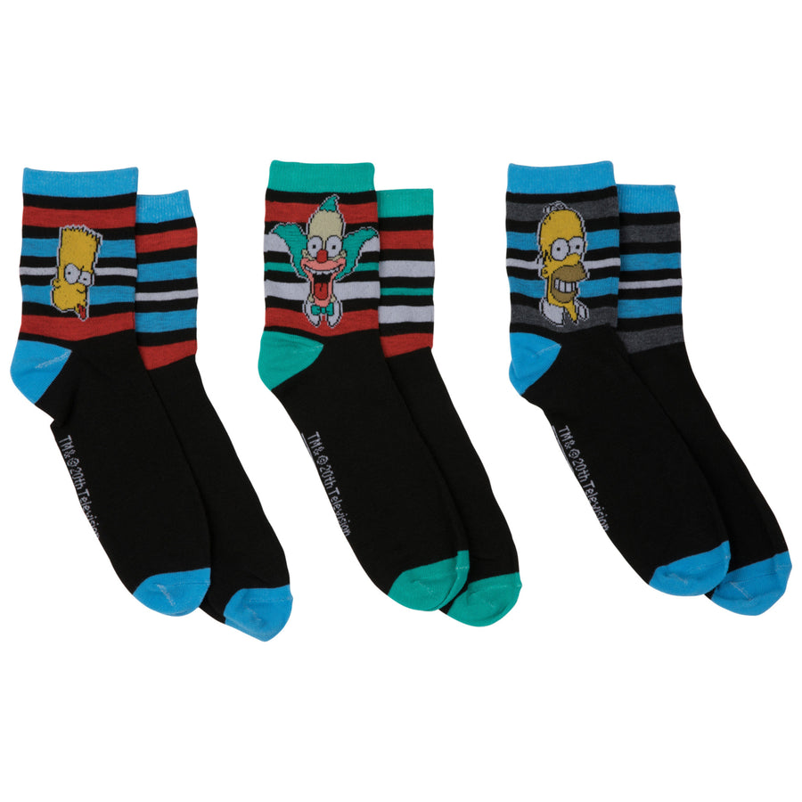 The Simpsons Homer Bart and Krusty 3-Pack of Quarter Socks Image 1
