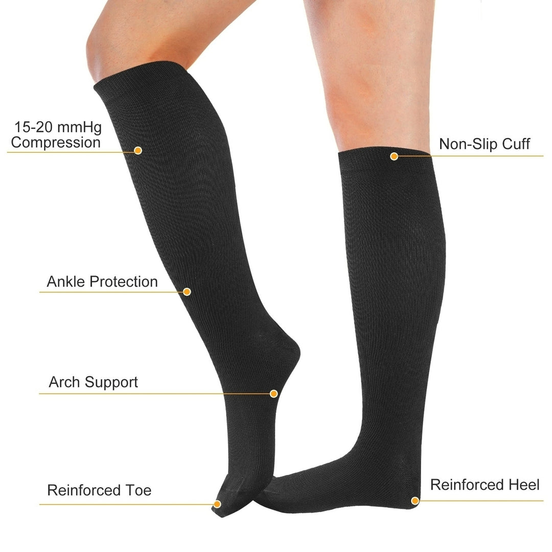 Unisex Compression Socks 15-20 mmHg Graduated Support Sports Fitness Socks Image 3