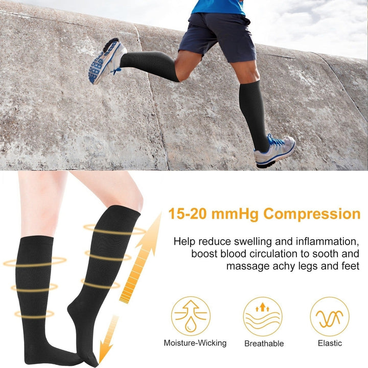 Unisex Compression Socks 15-20 mmHg Graduated Support Sports Fitness Socks Image 4