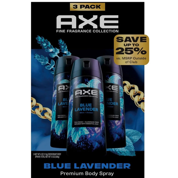 Axe Fine Fragrance Collection Premium Deodorant Body Spray Blue Lavender (3 Ct) Image 1