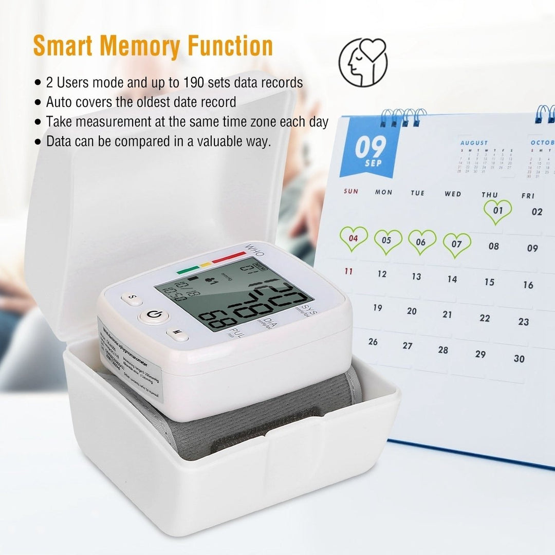 Blood Pressure Monitor Wrist Digital High Blood Pressure Cuff Heartbeat Tester Image 4