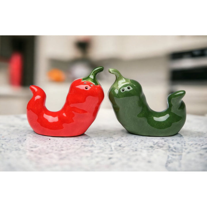 Kevins Gift Shoppe Ceramic Chili Pepper Shaped Salt and Pepper Shakers Image 2