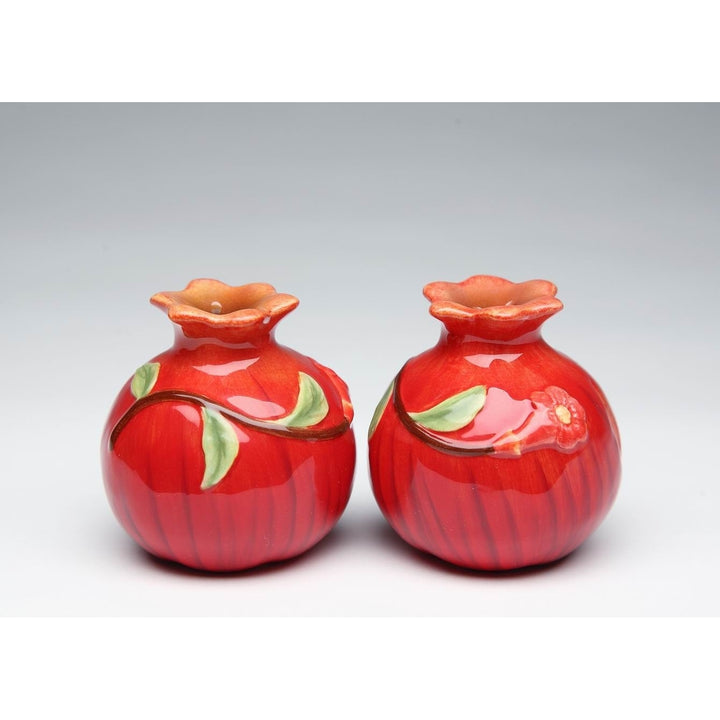 Hand Painted Ceramic Pomegranate Salt and Pepper Shakers Gift Set Image 3