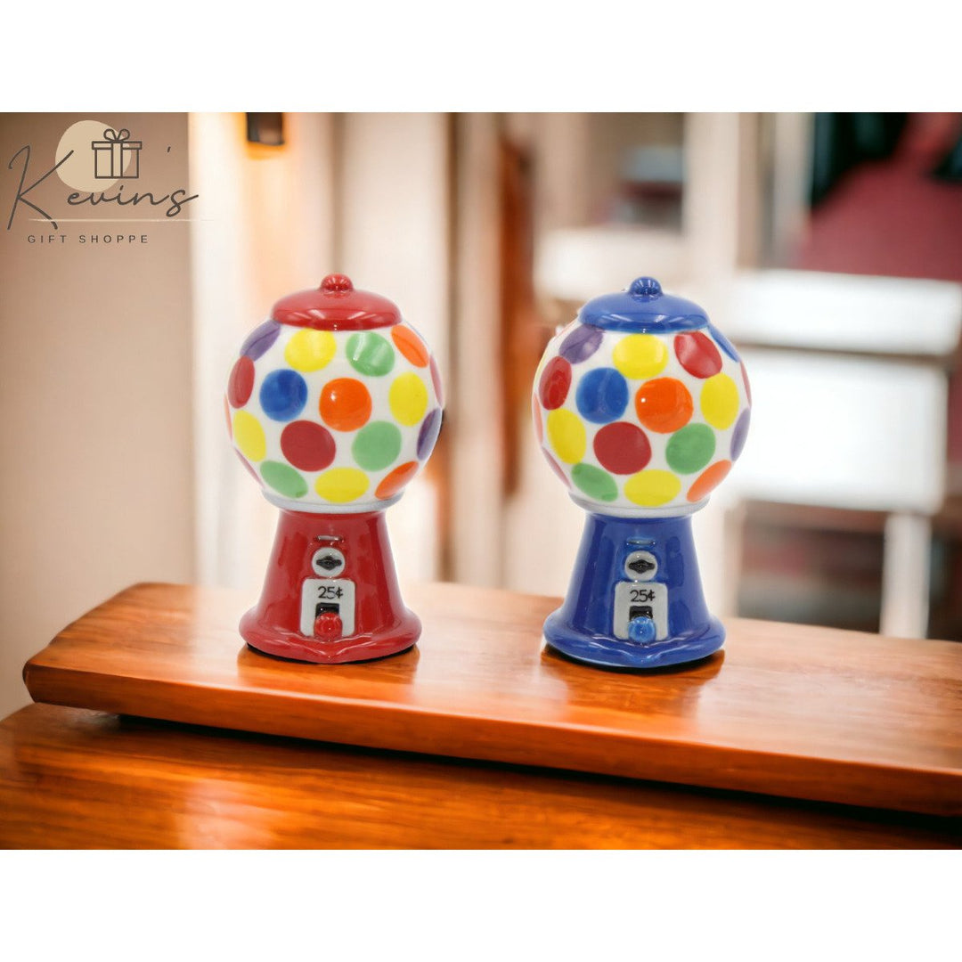 Vintage Ceramic Gumball Machine Salt and Pepper Shakers 2x2x3.5 Inch Image 1