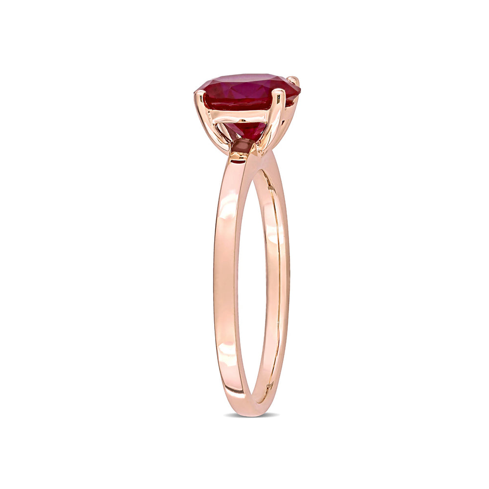 2 3/8 Carat (ctw) Lab Created Ruby Solitaire Ring in 10K Rose Pink Yellow Gold Image 2