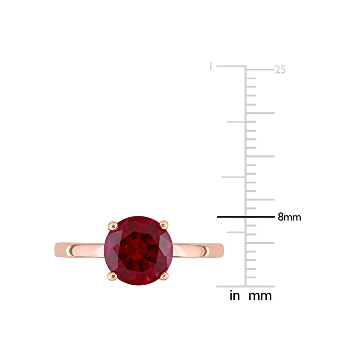 2 3/8 Carat (ctw) Lab Created Ruby Solitaire Ring in 10K Rose Pink Yellow Gold Image 3