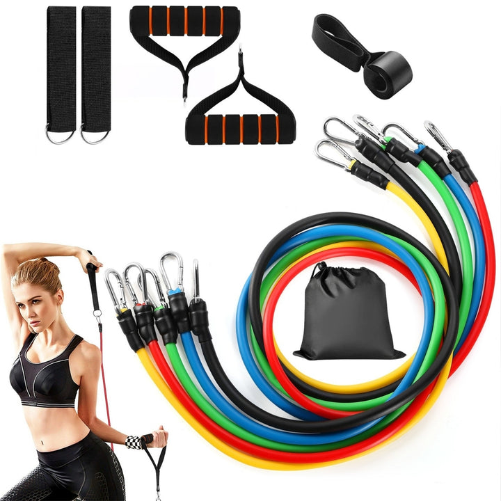 11Pcs Resistance Bands Set Fitness Workout Tubes Exercise Tube Bands Up to 100lbs Image 1