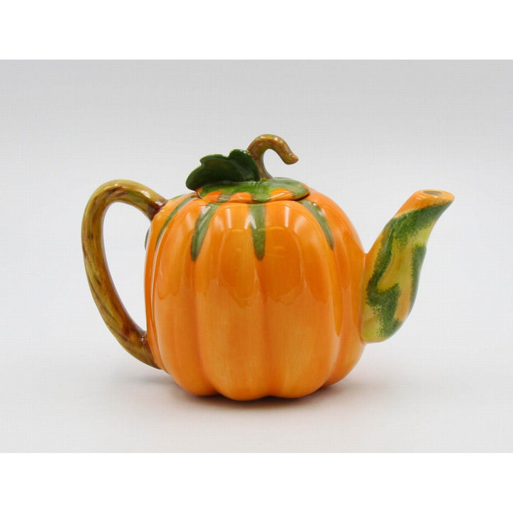 Ceramic Pumpkin Teapot 26oz Hand Painted Perfect Gift for Pumpkin Lovers Image 3