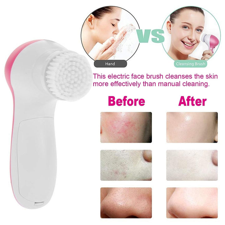 Facial Cleansing Brush Waterproof Face Spin Cleaning Brush with 5 Brush Heads Deep Cleansing Body Facial Brush Image 4