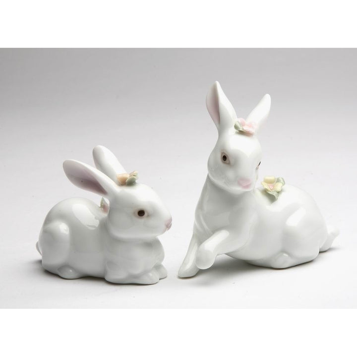 Handcrafted Ceramic Bunny Rabbit Figurines Set of 2 Spring Easter Gift Image 3